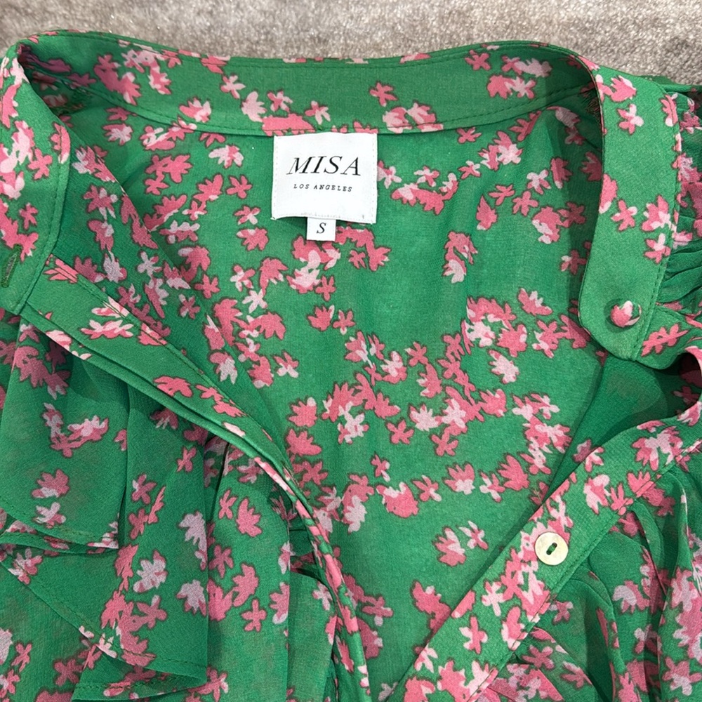 Green Floral Ruffle Blouse - Picture 2 of 3